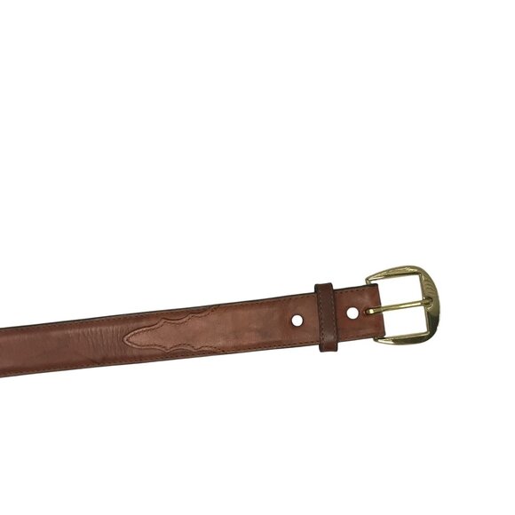 TONY LAMA Mens Brown Leather Ranger Belt Size 38 Brass Buckle NEW - Picture 5 of 6
